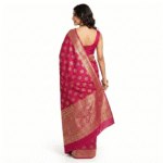 Women's Rani Pink Woven Silk Blend Saree with Rich Golden Zari Border - Image 2