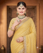 Elegant Yellow Bandhani & Zari Woven Designer Saree with Border - Image 3