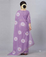Elegant Lavender Floral Printed Chiffon/Georgette Blend Saree - Image 5
