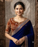 Royal Blue Embroidered Designer Saree for Women - Image 4
