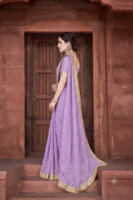 Lavender Royal Bandhani Zari Work Saree - Image 4