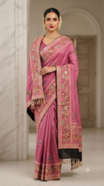 Pink Heritage Embroidered Festive Saree