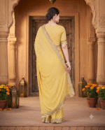 Elegant Yellow Bandhani & Zari Woven Designer Saree with Border - Image 5