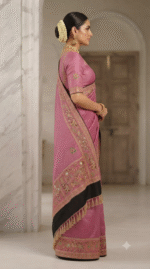 Pink Heritage Embroidered Festive Saree - Image 4