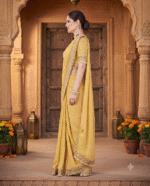 Elegant Yellow Bandhani & Zari Woven Designer Saree with Border - Image 4
