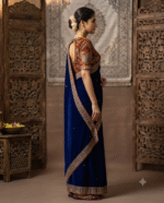 Royal Blue Embroidered Designer Saree for Women - Image 3