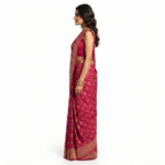 Women's Rani Pink Woven Silk Blend Saree with Rich Golden Zari Border - Image 3