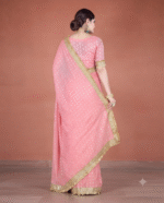Pink Royal Bandhani Zari Work Saree - Image 5