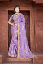 Lavender Royal Bandhani Zari Work Saree