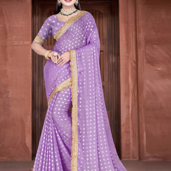 Lavender Royal Bandhani Zari Work Saree