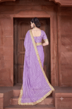 Lavender Royal Bandhani Zari Work Saree - Image 5