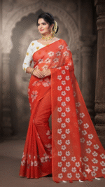 Orange Blossom Printed Designer Saree