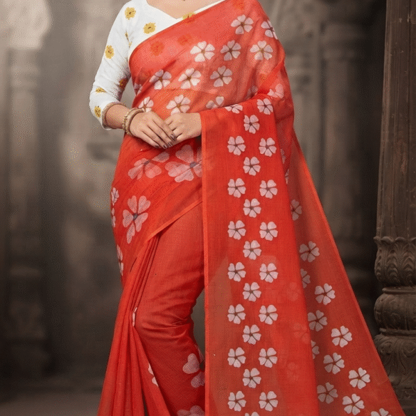 Orange Blossom Printed Designer Saree