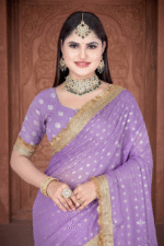 Lavender Royal Bandhani Zari Work Saree - Image 3