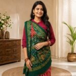 Women's Green & Red Bandhani Print Gaji Silk Saree with Elephant Motif Pallu, Traditional Rajasthani Bandhej Saree with Unstitched Blouse Piece - Image 4