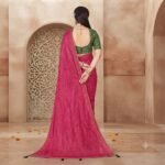 Women’s Pink Geometric Printed Saree with Green Blouse | Elegant Ethnic Wear Saree for Women | Festive, Party & Wedding Wear - Image 2
